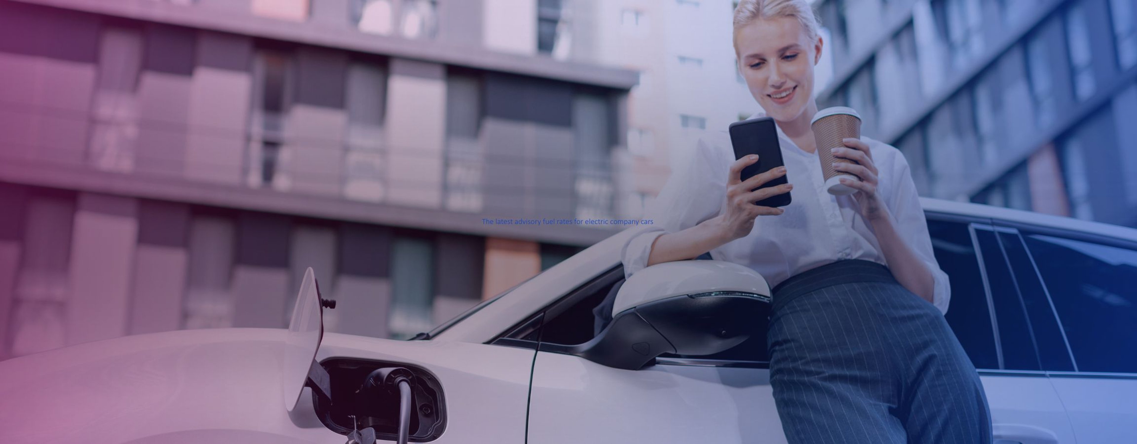 A businesswoman charging an electric car