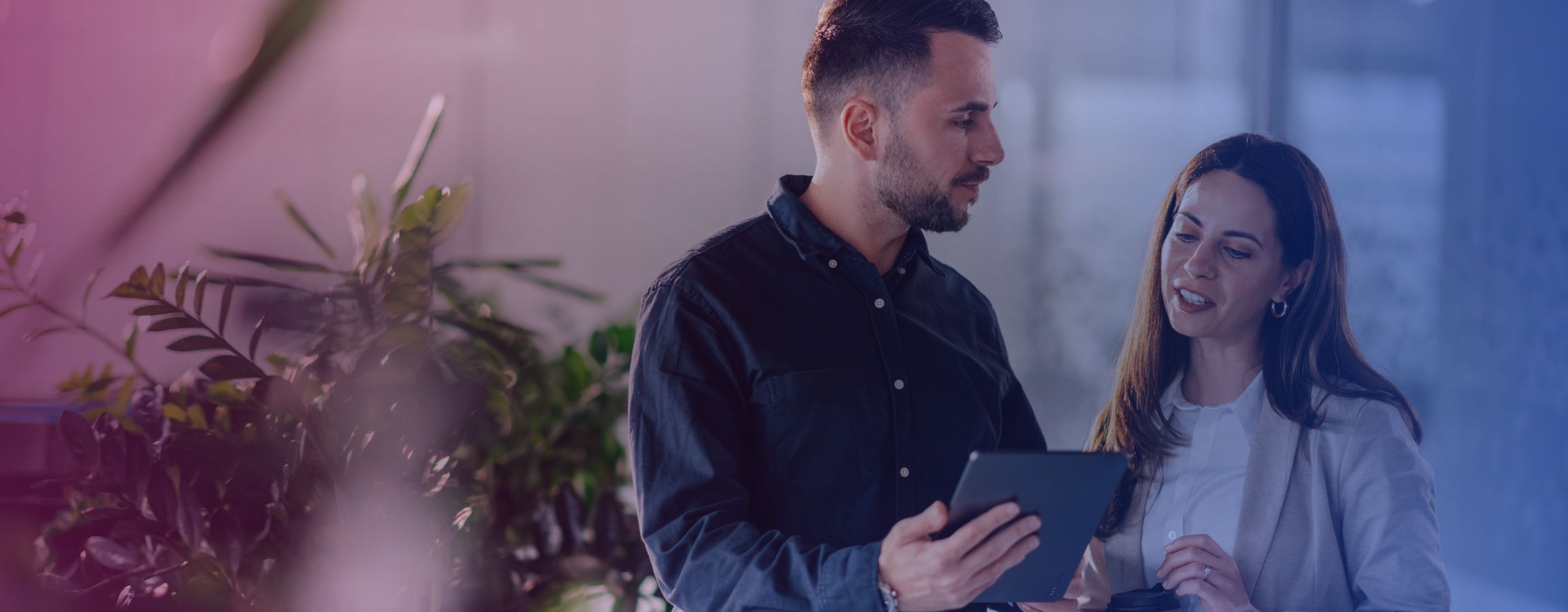 Colleagues looking at a tablet together