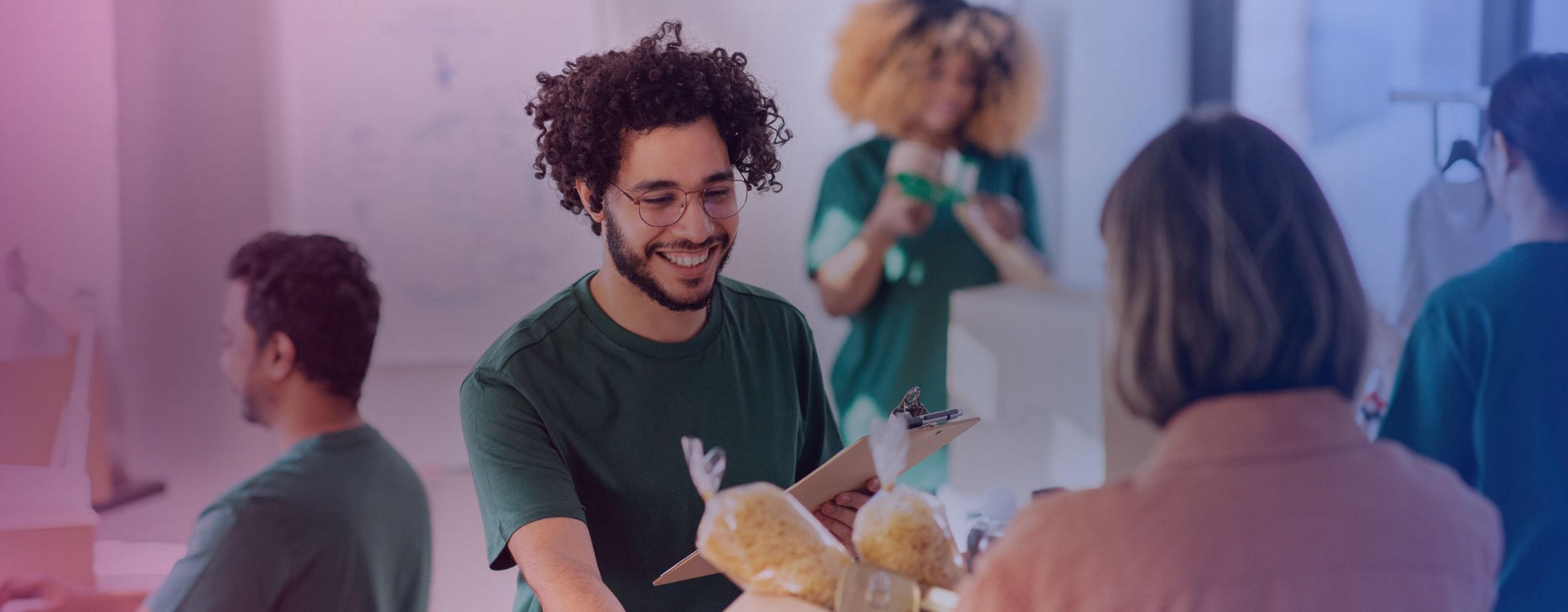 People volunteering at a charity